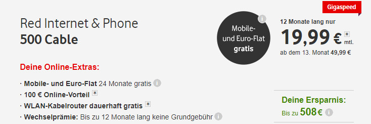 Vodafone Kabel Deutschland 500 Mbit/s