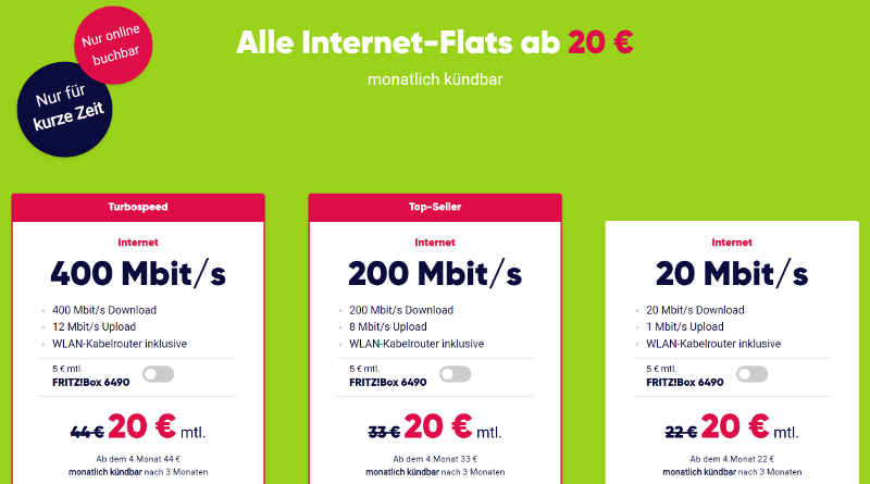 PŸUR Alle Internet-Flats ab 20 Euro
